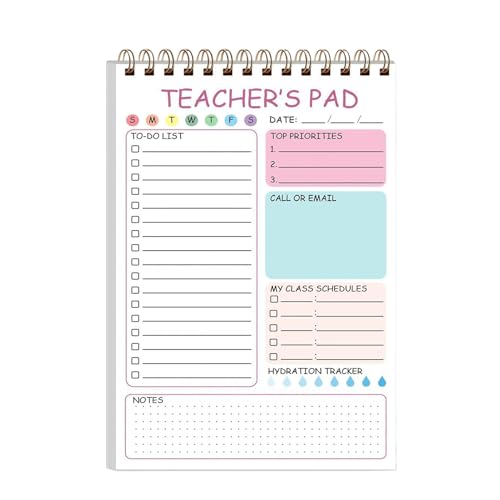 Haftnotizen für Lehrer, Taschenbuch, Notizbuch, 50 Blatt, To-Do-Liste, Notizblock, 14,7 x 21,1 cm, niedlicher Notiz-Organizer, Doppelspulenbindung, Tagesplaner für Klassenzimmer, Grundschule Haftnotizen für Lehrer, Taschenbuch, Notizbuch, 50 Blatt, To-Do-Liste, Notizblock, 14,7 x 21,1 cm, niedlicher Notiz-Organizer, Doppelspulenbindung, Tagesplaner für Klassenzimmer, Grundschule von Generisch
