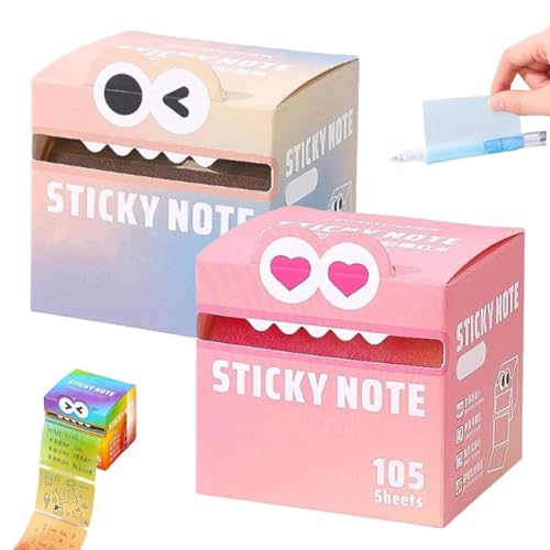 Haftnotizen mit niedlichem Monster-Muster, 105 Blatt/Rolle, selbstklebende Notizboxen, Notizpapier-Verteilerbox, lustige Pastell-ausziehbare Notizblöcke, Büro-Schul-Tab-Zubehör (2 Stück A) von Generisch