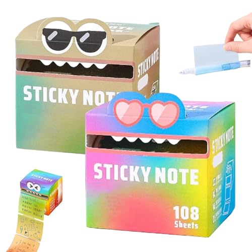 Haftnotizen mit niedlichem Monster-Muster, 105 Blatt/Rolle, selbstklebende Notizboxen, Notizpapier-Verteilerbox, lustige Pastell-ausziehbare Notizblöcke, Büro-Schul-Tab-Zubehör (2 Stück B) von Generisch