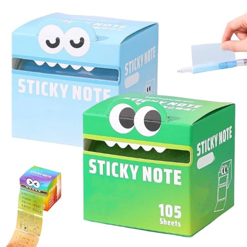 Haftnotizen mit niedlichem Monster-Muster, 105 Blatt/Rolle, selbstklebende Notizboxen, Notizpapier-Verteilerbox, lustige Pastell-ausziehbare Notizblöcke, Büro-Schul-Tab-Zubehör (2 Stück D) von Generisch