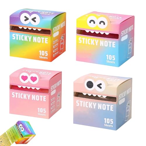 Haftnotizen mit niedlichem Monster-Muster, 105 Blatt/Rolle, selbstklebende Notizboxen, Notizpapier-Verteilerbox, lustige Pastell-ausziehbare Notizblöcke, Büro-Schul-Tab-Zubehör (4 Stück) von Generisch