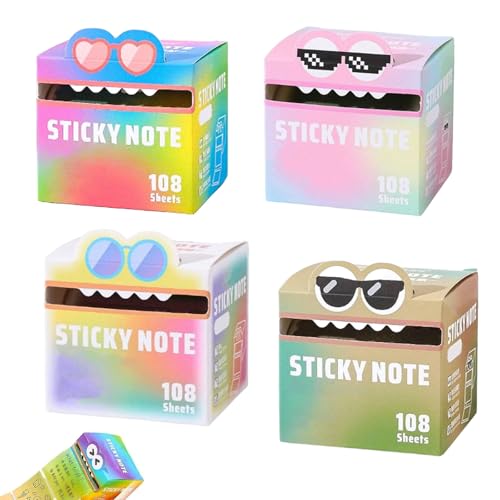 Haftnotizen mit niedlichem Monster-Muster, 105 Blatt/Rolle, selbstklebende Notizboxen, Notizpapier-Verteilerbox, lustige Pastell-ausziehbare Notizblöcke, Büro-Schul-Tab-Zubehör (4 Stück B) von Generisch