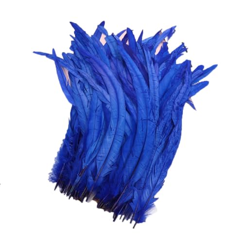 Hahnenschwanzfedern, 25–45 cm, natürliche Federn für DIY, Kostüm, Schmuck, Bastelzubehör, Party, Königsblau, 40–45 cm, 100 Stück von Generisch