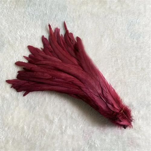 Hahnenschwanzfedern, 35-40/5-30/30-35 cm, für Kostüme, Basteln, Zuhause, Hochzeitsdekoration, Weinrot, 40–45 cm, 500 Stück von Generisch