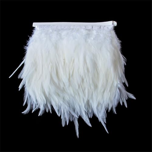 Hahnfeder-Bordüre, 10–15 cm, Dekoration für Hochzeit, Party, Kleid, Nähen, Basteln, Weiß, 1 Meter von Generisch