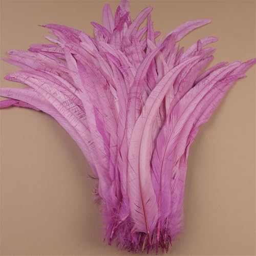 Hahnfedern, 35-40 cm, 40-45 cm, Handwerk, DIY, natürliche Feder, Handarbeit, Party, Karneval, Dekoration, Pnnrk, Lila, 35-40 cm, 500 Stück von Generisch