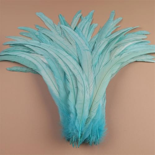 Hahnfedern 35-40 cm 40-45 cm Basteln DIY Naturfeder Handarbeit Party Karneval Dekoration Helltürkis 35-40 cm 500 Stück von Generisch