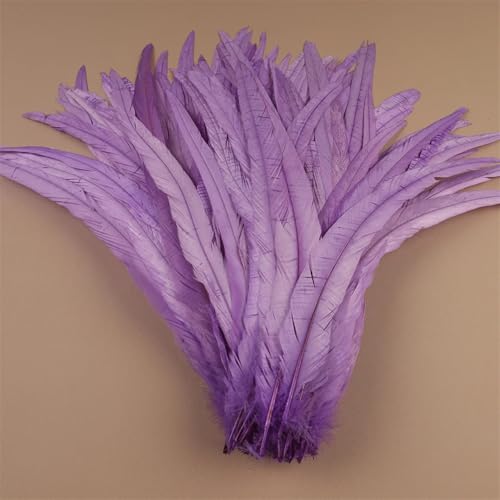 Hahnfedern 35-40 cm 40-45 cm Basteln DIY Naturfeder Handarbeit Party Karneval Dekoration Hellviolett 35-40 cm 500 Stück von Generisch