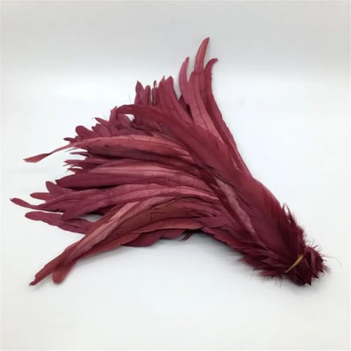 Hahnschwanz-Feder, Naturbraun, DIY, Kleidung, Schmuck, Zubehör, Hochzeit, Party, Weinrot, 40–45 cm von Generisch