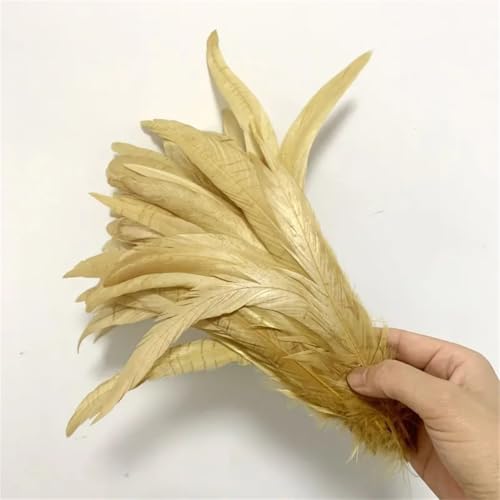 Hahnschwanzfedern, 1200 Stück, DIY für Kostüm, DIY, Basteln, Zuhause, Hochzeitsdekoration, Bekleidungszubehör, Schmuck, Hellgold, 40–45 cm von Generisch