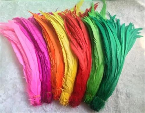 Hahnschwanzfedern, 1200 Stück, DIY für Kostüm, DIY, Basteln, Zuhause, Hochzeitsdekoration, Kleidung, Accessoires, Schmuck, Bemerkung, Farbe: 30–35 cm von Generisch