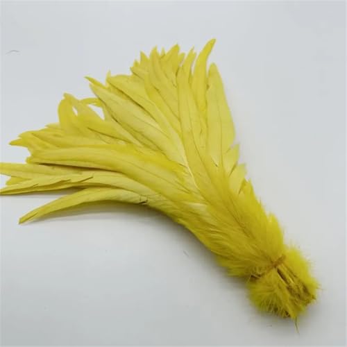 Hahnschwanzfedern, zum Selbermachen, für Kostüme, Basteln, Zuhause, Hochzeit, Dekoration, Schmuck, Party, Gelb, 30–35 cm, 100 Stück Hahnschwanzfedern, zum Selbermachen, für Kostüme, Basteln, Zuhause, Hochzeit, Dekoration, Schmuck, Party, Gelb, 30–35 cm, 100 Stück von Generisch