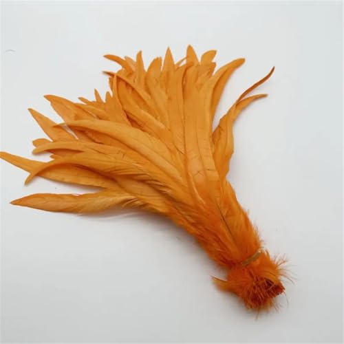 Hahnschwanzfedern, zum Selbermachen, für Kostüme, Basteln, Zuhause, Hochzeitsdekoration, Schmuck, Party, Orange, 35–40 cm, 100 Stück von Generisch