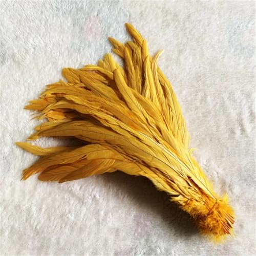 Hahnschwanzfedern für Kostüme, Bastelarbeiten, Zuhause, Hochzeitsdekoration, Goldgelb, 40-45 cm, 500 Stück von Generisch