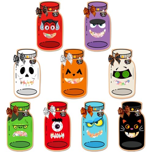 Halloween Candy Bags, Jar Shape Cards, Festive Organizer for Halloween, Creative Hands-On Projects, Perfect for School Gatherings, Home Classroom Activities, Preschool Fun von Generisch