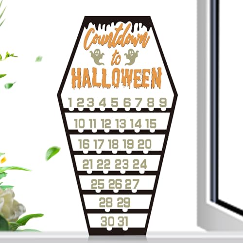 Halloween-Countdown-Kalender, Holz, Sargschild- , lustiger saisonaler Countdown, wiederverwendbares Design, festliche Dekoration, interaktives Display, perfekt für Zuhause, Party, 30 x 16,6 cm Halloween-Countdown-Kalender, Holz, Sargschild- , lustiger saisonaler Countdown, wiederverwendbares Design, festliche Dekoration, interaktives Display, perfekt für Zuhause, Party, 30 x 16,6 cm von Generisch