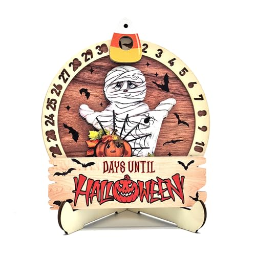 Halloween-Countdown-Kalender, drehbarer Holzkalender mit Sockel, Tischdekoration, lustige Halloween-Tischdekorationen für Zuhause, Urlaub, Party von Generisch