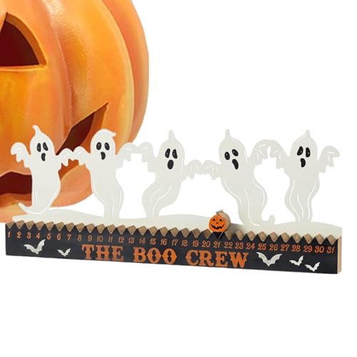 Halloween Countdown Kalender aus Holz,Deko Für Innenbereich | Holz Deko Figur Mit 31 Tages Anzeige Für Tisch Wohnzimmer Schreibtisch von Generisch