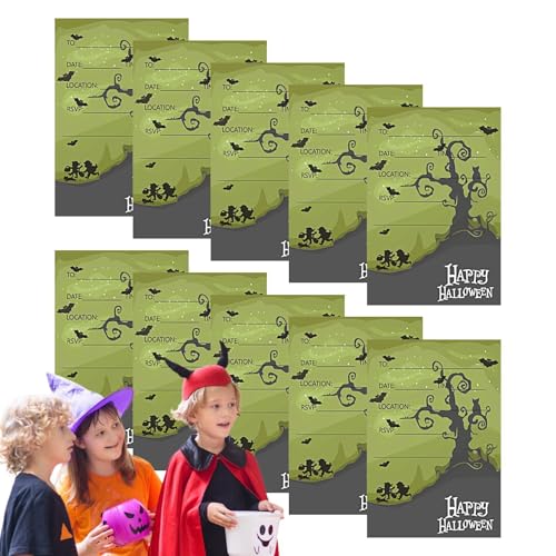 Halloween-Einladungen, Horror-Einladungskarten, Vintage-Design, gruseliges Totenkopf- und Spinnennetz-Design, Cartoon-Schloss, Karte für Spukhaus-Gefälligkeiten Halloween-Einladungen, Horror-Einladungskarten, Vintage-Design, gruseliges Totenkopf- und Spinnennetz-Design, Cartoon-Schloss, Karte für Spukhaus-Gefälligkeiten von Generisch