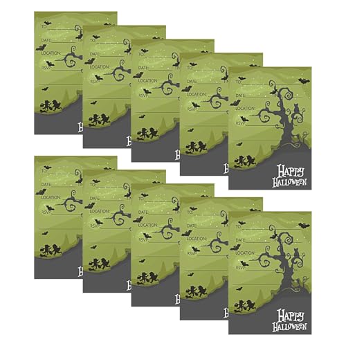 Halloween-Einladungskarten, Horror-Einladungskarten, Vintage-Design, gruseliges Totenkopf- und Spinnennetz-Design, Cartoon-Schloss, Karte für Spukhaus-Geschenke Halloween-Einladungskarten, Horror-Einladungskarten, Vintage-Design, gruseliges Totenkopf- und Spinnennetz-Design, Cartoon-Schloss, Karte für Spukhaus-Geschenke von Generisch