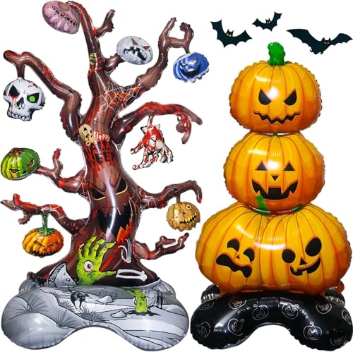 Halloween-Folienballons, 2 Stück, extra großer Kürbis und toter Baum, Dekoration für Partys im Innen- und Außenbereich Halloween-Folienballons, 2 Stück, extra großer Kürbis und toter Baum, Dekoration für Partys im Innen- und Außenbereich von Generisch