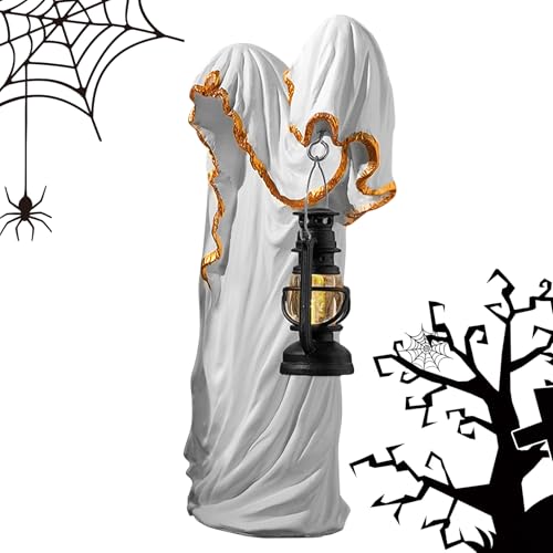 Halloween Geister Deko | Geister Statue Schreibtischdeko Mit Laterne | Sammelfiguren Tischdekoration Gruselige Halloween Deko Für Wohnzimmer Schlafzimmer Garten von Generisch