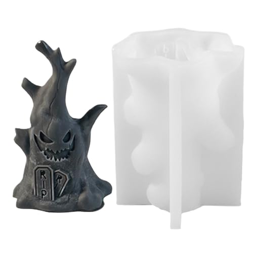 Halloween-Geistform - 3D-Kerzenform, Silikon-Bastelform | Baumstumpf-Harz-Wachsmold für Seife, Süßigkeiten, Schokolade, Geisterdekoration, gruselige Partygeschenke, handgemachtes Aromatherapie-Ornamen von Generisch
