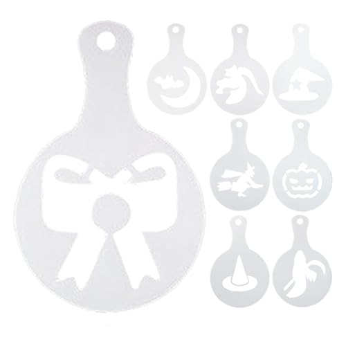 Halloween-Kaffeeblumenform | Schablone für Kaffee-Dekoration | Stencil für Cappuccino & Milchtee | 13x7,5 cm aus PP | Für -Deko, Desserts und festliche von Generisch