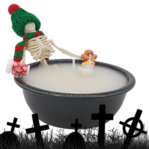 Halloween Kerzen - Halloween Skelett Flammen Gothic Kerzen | Wasserdichte Vintage Urlaub Dekoration Ornamente für Zimmer | Badekerze Schädel Keramik von ce von Generisch