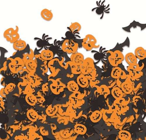 Halloween-Konfetti-Dekorationen, orangefarbener Kürbis, schwarze Spinne, Fledermaus, Tischstreuung für Süßes oder Leckerei-Partyzubehör, gruselige Streusel, Themenfeier-Dekoration, festlicher Wurf Halloween-Konfetti-Dekorationen, orangefarbener Kürbis, schwarze Spinne, Fledermaus, Tischstreuung für Süßes oder Leckerei-Partyzubehör, gruselige Streusel, Themenfeier-Dekoration, festlicher Wurf von Generisch