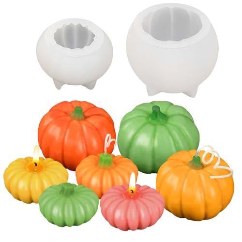 Halloween-Kürbisformen, 2-teiliges Silikon-Set – groß + klein für Kerzen, Seife und Gips, Herbsthandwerk Halloween-Kürbisformen, 2-teiliges Silikon-Set – groß + klein für Kerzen, Seife und Gips, Herbsthandwerk von Generisch