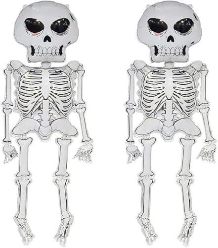 Halloween-Luftballons, 157 cm, Jumbo-Skelett und Totenkopf-Folien-Dekor für gruselige Party-Dekoration für drinnen und draußen, riesige Themen-Feierzubehör Halloween-Luftballons, 157 cm, Jumbo-Skelett und Totenkopf-Folien-Dekor für gruselige Party-Dekoration für drinnen und draußen, riesige Themen-Feierzubehör von Generisch