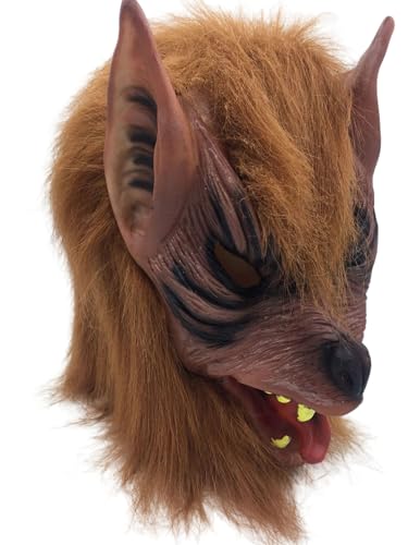 Halloween-Party-Foto-Requisiten: Tier-Kopfschmuck, Wolfskopfmaske, Löwe und Tiger, Kopfschmuck (brauner Wolf, Einheitsgröße) von Generisch