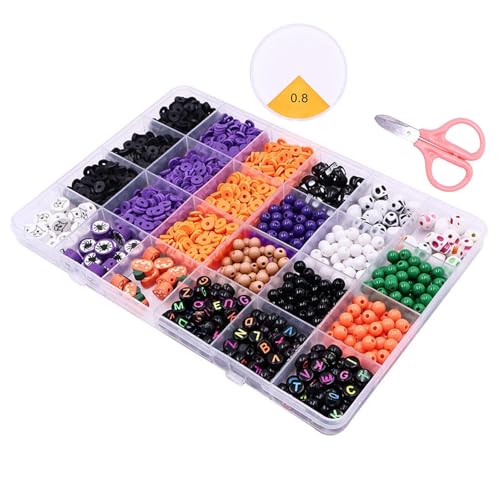 Halloween-Perlen für Armbänder,Halloween-Bastelperlen,Komplettes Halloween-Perlenarmband zum Basteln von Perlen | Verschiedene Perlen mit Schere zur Schmuckherstellung für Klassenzimmer, Zuhause Halloween-Perlen für Armbänder,Halloween-Bastelperlen,Komplettes Halloween-Perlenarmband zum Basteln von Perlen | Verschiedene Perlen mit Schere zur Schmuckherstellung für Klassenzimmer, Zuhause von Generisch
