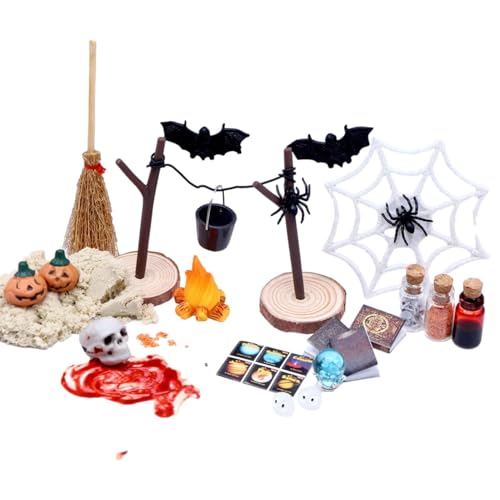 Halloween Puppenhaus Kit - 27-teiliges -Figuren-Set mit Kürbisschädelköpfen | Miniatur für Puppenhaus für Gartenlandschaften von Ha Halloween Puppenhaus Kit - 27-teiliges -Figuren-Set mit Kürbisschädelköpfen | Miniatur für Puppenhaus für Gartenlandschaften von Ha von Generisch
