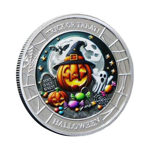 Halloween-Sammelgeld, Andenken, Sammlergeld, Partygeschenk, Souvenir, Geschenk für Heimdekoration und saisonale Veranstaltungen, Kinder, Erwachsene, Frauen, Männer, 4 x 0,3 cm Halloween-Sammelgeld, Andenken, Sammlergeld, Partygeschenk, Souvenir, Geschenk für Heimdekoration und saisonale Veranstaltungen, Kinder, Erwachsene, Frauen, Männer, 4 x 0,3 cm von Generisch