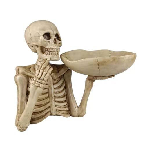 Halloween Schädel Dekoration Halloween Candy Bowl Gruselige Skelettschädel Halloween Servierplatte Vintage Skelett Tischdekoration Harz Servierschale für Halloween Party Dekoration und Aufbewahrung Halloween Schädel Dekoration Halloween Candy Bowl Gruselige Skelettschädel Halloween Servierplatte Vintage Skelett Tischdekoration Harz Servierschale für Halloween Party Dekoration und Aufbewahrung von Generisch