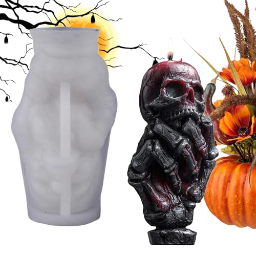 Halloween Schädel Kerzen Gießform - Schädel Silikonform Für Aromatherapie Kerzen Seifenherstellung - Halloween Deko Partyzubehör Für Erwachsene Frauen Männer Kinder Familie Freunde Teens von Generisch