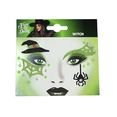 Halloween Schminke,Edelsteine Temporäre Glitzer Schmucksteine Strass Gesicht Juwelen Kristalle Strasssteine für Musikkarneval, Make-up (Green, One Size) von Generisch