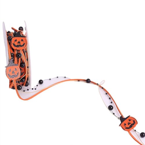 Halloween-Verpackungsband, handgefertigtes kreatives Kürbis-Dekorationsband, Halloween-Dekoration, Geschenk-Box, Geschenkverpackung für Kranz, Heimparty (Orange) von Generisch