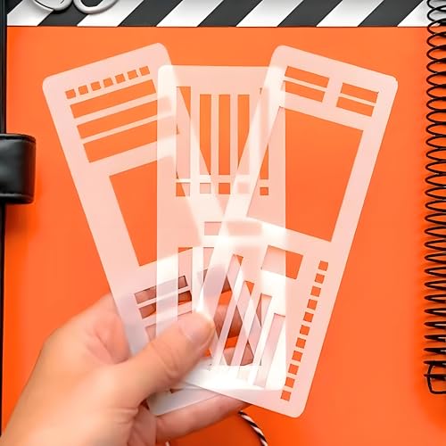 Handgefertigte flexible Aufzeichnungsvorlage, Planer-Schablonen-Set, 3er-Pack, Bullet Journaling-Schablone für 5 mm Punktraster, Zeichen- und Schriftvorlagen für Tagebuch, Kalender und Bastelbedarf (A von Generisch