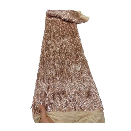 Handgefertigter afrikanischer Spitzenstoff mit Perlen, französischer nigerianischer Spitzenstoff, Abendkleid, Partykleid Handgefertigter afrikanischer Spitzenstoff mit Perlen, französischer nigerianischer Spitzenstoff, Abendkleid, Partykleid von Generisch