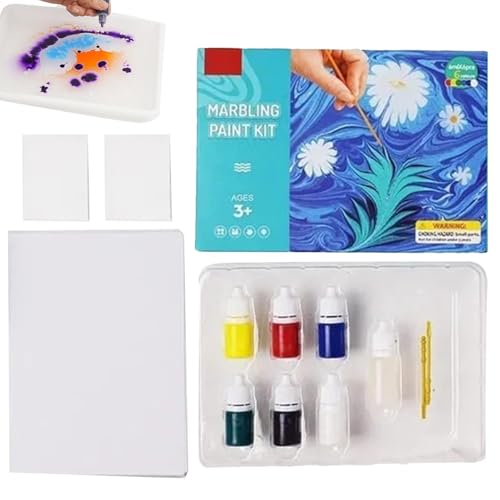 Handgefertigtes Marmorierfarben-Kunst-Set, Malen auf Wasser für Kinder, Weihnachten, Erntedankfest, Osterferien und Mädchen im Alter von 6 7 8 9 10 Jahren von Generisch
