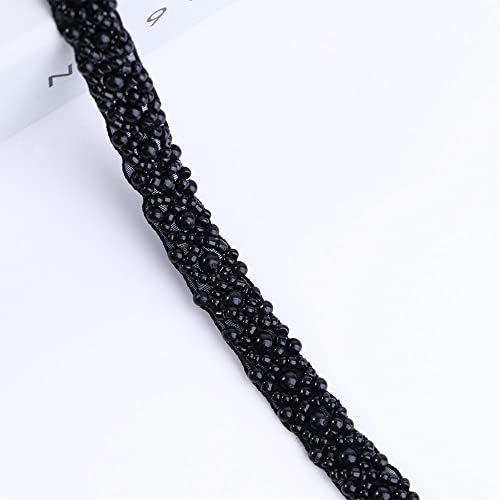 Handgefertigtes Spitzenband mit Perlen, Perlenbesatz, Scrapbooking, Applikation, Basteln, Kleidung, Dekoration, Schwarz Handgefertigtes Spitzenband mit Perlen, Perlenbesatz, Scrapbooking, Applikation, Basteln, Kleidung, Dekoration, Schwarz von Generisch