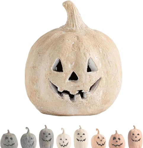 Handgefertigtes Terrakotta-Kürbis-Dekor – klassische Jack O'Lantern Herbst-Dekoration, Halloween-Dekorationen, Bauernhaus-Tisch-Festival-Dekoration, Veranda-zu-Innendekoration, natürliches Terrakotta von Generisch