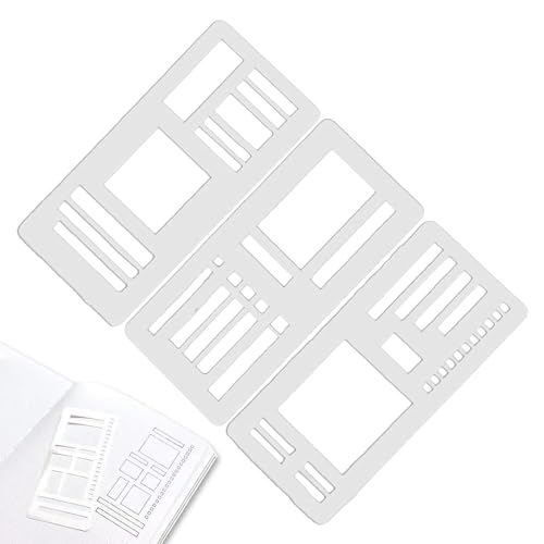 Handgemachte Flexible Record Schablone, Planner Stencil Set für DOT -Punktgitter-Journale, Wiederverwendbare Schablonen, Kästchen und Linien, Kompatibel mit Coil-, Disc- und Ringbindung, 3 -Set Von. von Generisch