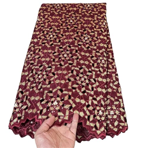 Handgeschnittener Spitzenstoff, afrikanische Organza-Spitze mit vielen Pailletten, exklusiv für Hochzeiten, große Anlässe Handgeschnittener Spitzenstoff, afrikanische Organza-Spitze mit vielen Pailletten, exklusiv für Hochzeiten, große Anlässe von Generisch
