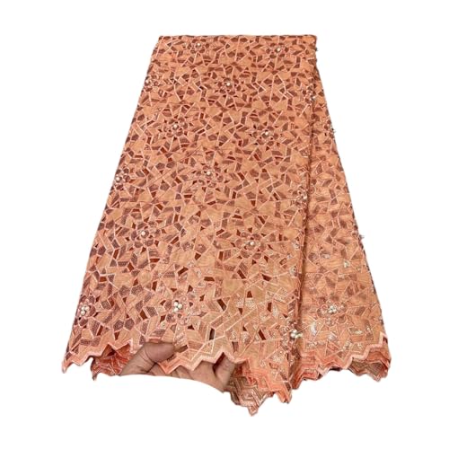 Handgeschnittener Spitzenstoff, afrikanische Organza-Spitze mit vielen Pailletten, exklusiv für Hochzeiten, große Anlässe von Generisch