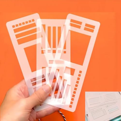 Handmade Flexible Record Template, 3 Pack Reusable Journal Planner Stencils with Drawing and Checklist Templates for Journaling Checklists Boxes Lines & Daily Planning (A) von Generisch