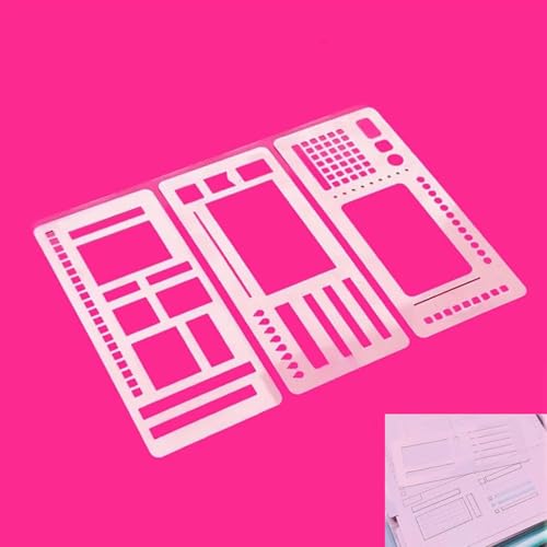 Handmade Flexible Record Template, 3 Pack Reusable Journal Planner Stencils with Drawing and Checklist Templates for Journaling Checklists Boxes Lines & Daily Planning (C) von Generisch